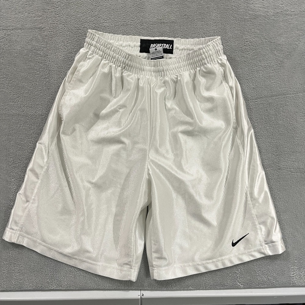 Nike Basketball Shorts Men's Large Athletic Y2K Satin White 532062